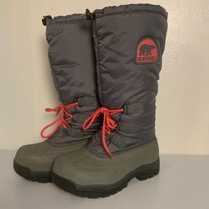 Sorel Winter Snow Boots Gray & Pink Tall Lined Sz8